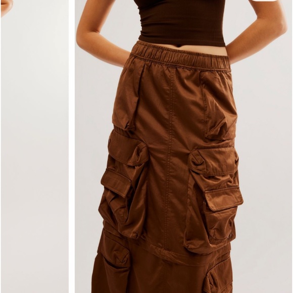 HOST PIC DIESEL O-NITA CARGO INSPIRED LONG SKIRT W/OVERSIZED POCKETS IN BROWN 40 - Picture 4 of 7